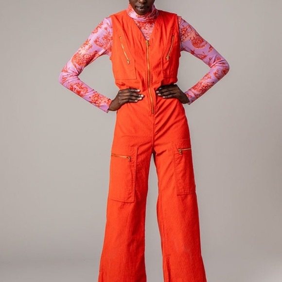 Rachel Antonoff Mickey Hot Orange Jumpsuit - Picture 4 of 12